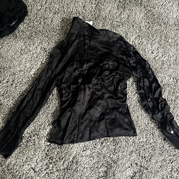 Size small black satin button down - Picture 2 of 2